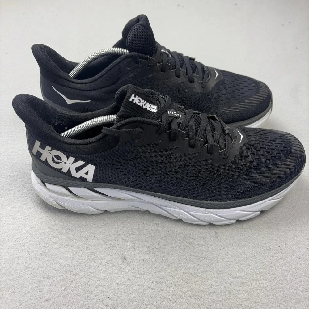 Hoka One One Clifton 7 Running Shoes Mens Size 12.5 Black Cushioned 1110508